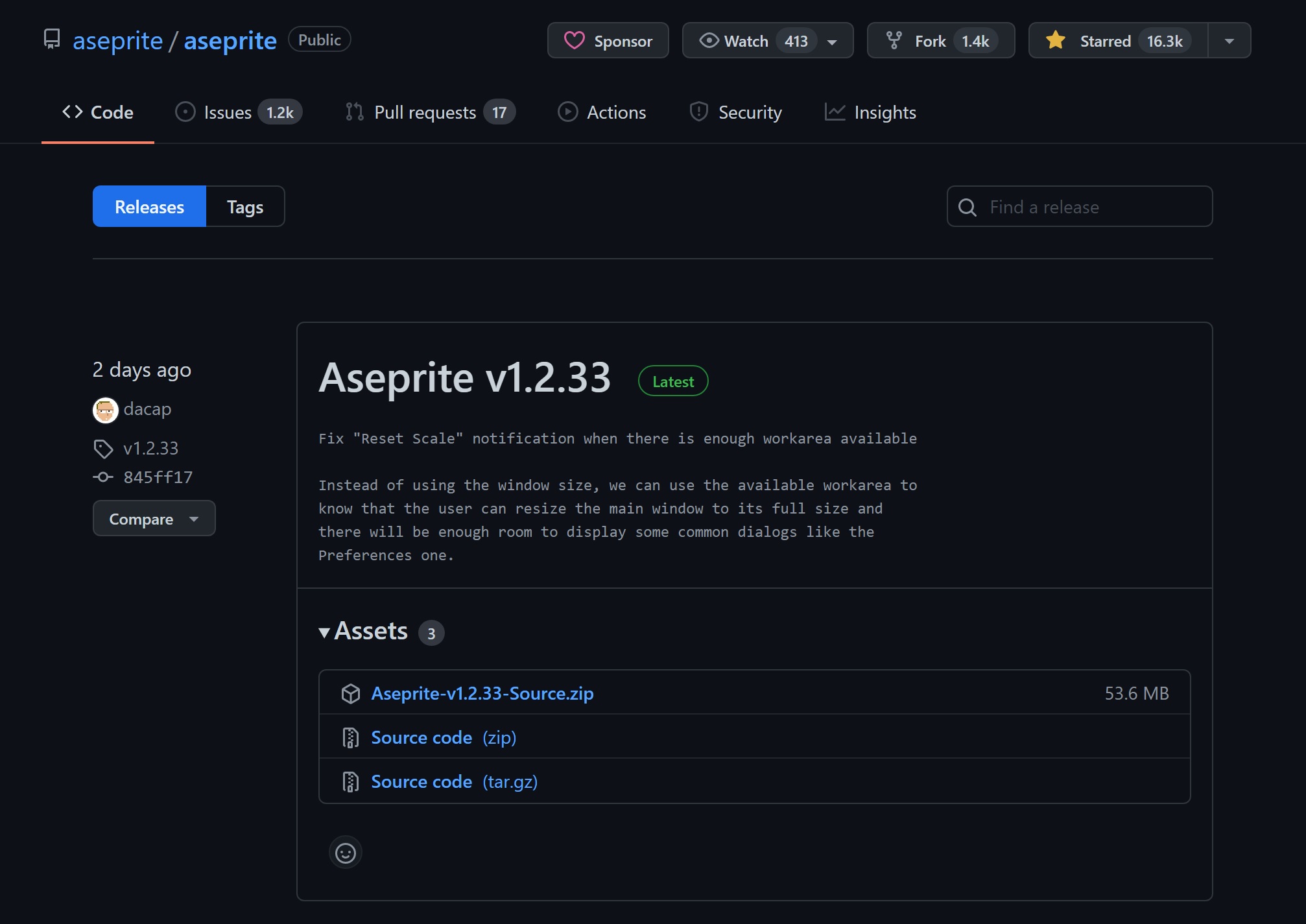 下载 Aseprite-<version>-Source.zip